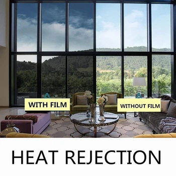 

Eflective Window Film One Way Mirror Solar Film Non Adhesive Static Cling Glass Film Heat Control Anti UV Window Tint for Home