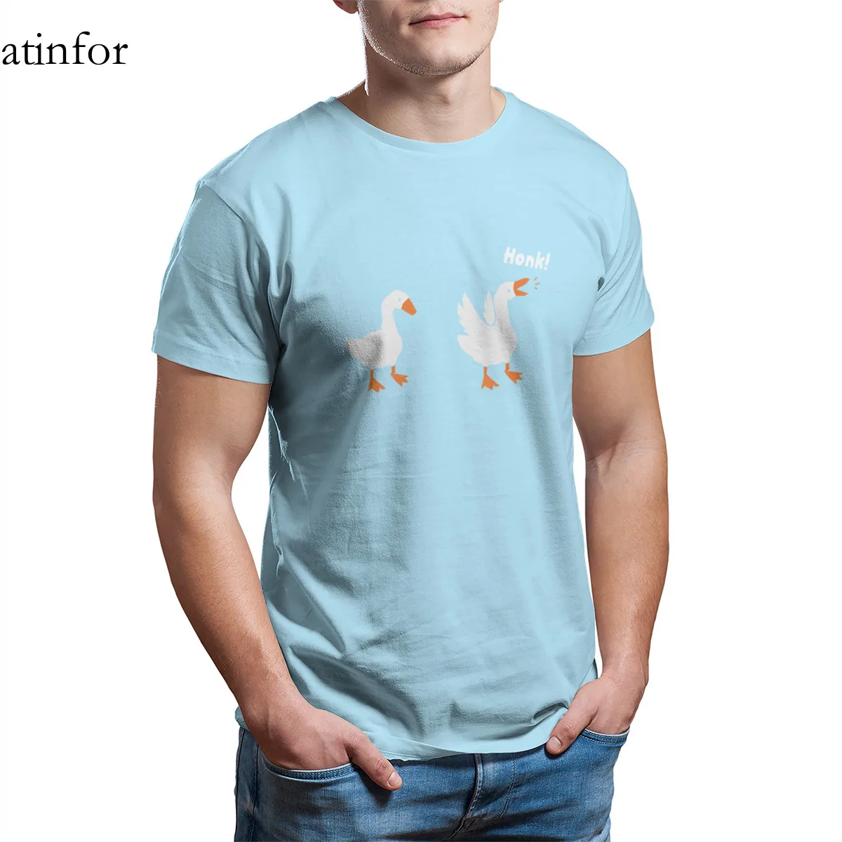 Goose Honk T-Shirt Vintage Couples Matching Punk Anime Retro Plus Size Clothing 28846 | Мужская одежда