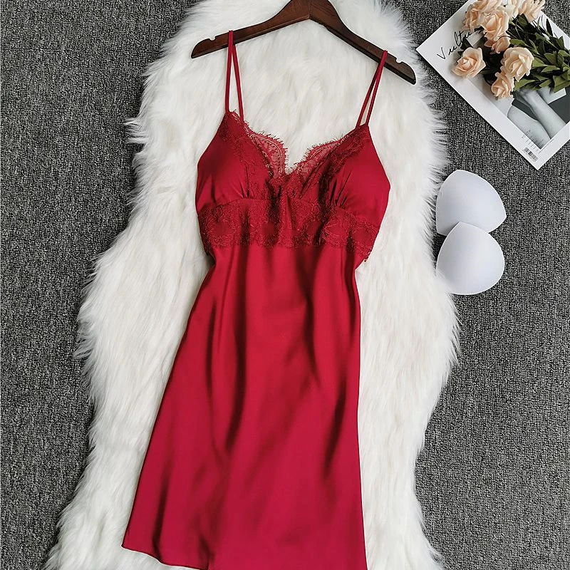 Женская ночная рубашка Kleid с подтяжками на груди, сексуальная одежда для сна, женская летняя соблазнительная ночная рубашка с кружевным краем и открытой спиной