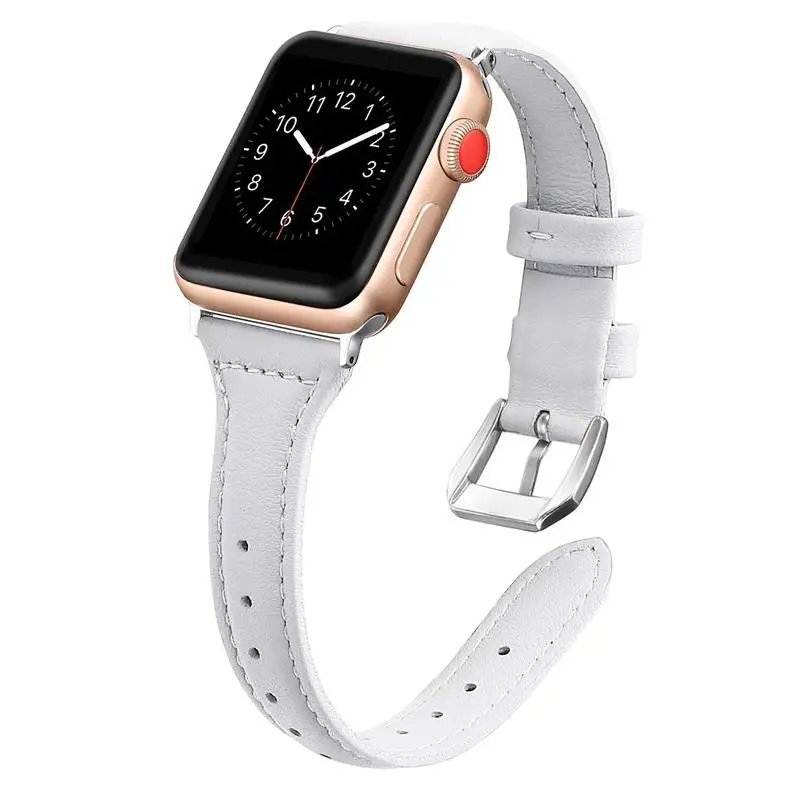 Цветной ремешок из натуральной кожи для apple Watch band 4 (iwatch 5) 44 мм 40 watch 3 2 1 42 38 браслет