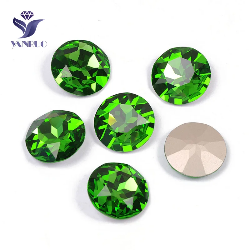 Peridot YANRUO 1201 круглые 27 мм большие стразы с кристаллами для шитья и одежды - Цвет: Peridot