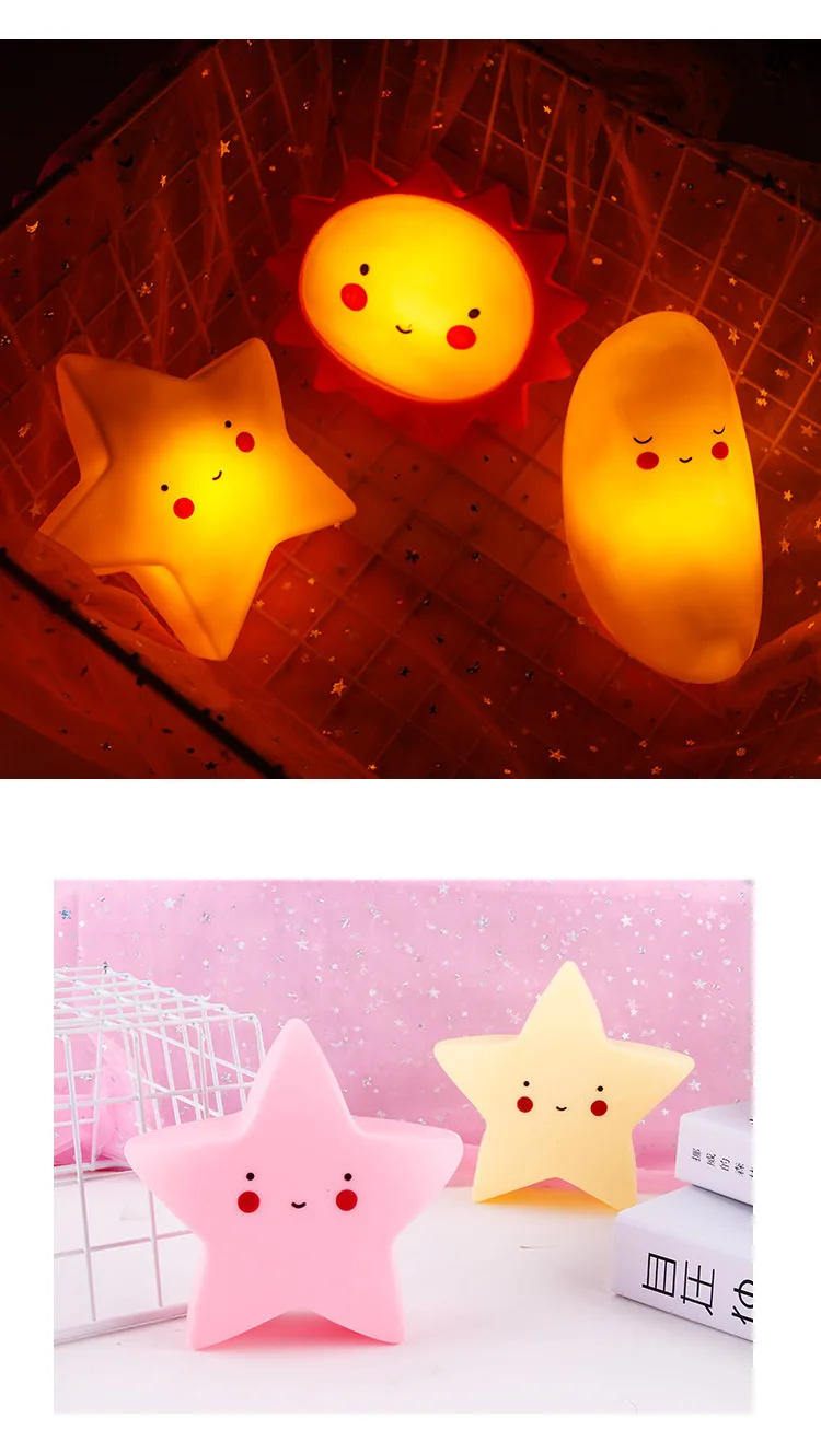 Baby Night Light LED Cartoon Lamp Stars White Clouds Ice cream Mood Lights Children Kids Gift Glow Toy Bedroom Decor Night Lamps