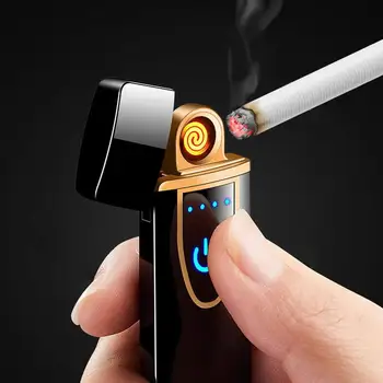 

Mini Cigarette Lighter Metal Surface Rechargeable Electronic Cigarette USB Charging Touch Sensor Smart lighters r30