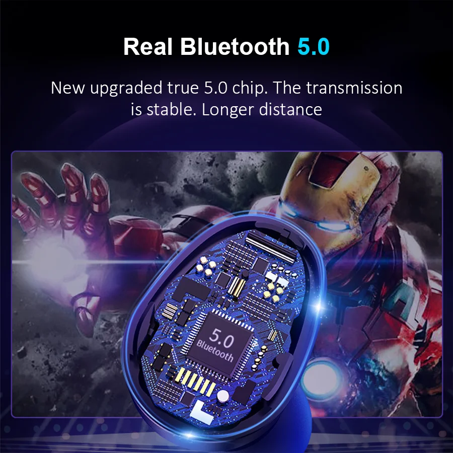 TWS True Bluetooth 5,0 беспроводная гарнитура для наушников Беспроводная стерео гарнитура 3D HIFI спортивные наушники mic Мощный светодиодный дисплей для телефона
