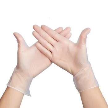 

disposable transparent gloves 100pcs powder free tattoo household hair cleaning labor protection PVC gloves