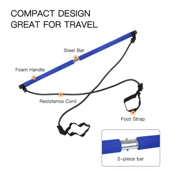 

Portable Pilates Bar Kit Gym Fitness Equipment Resistance Band Arm Muscle Training Bar Gym Pilates Body Fat Burning Workout