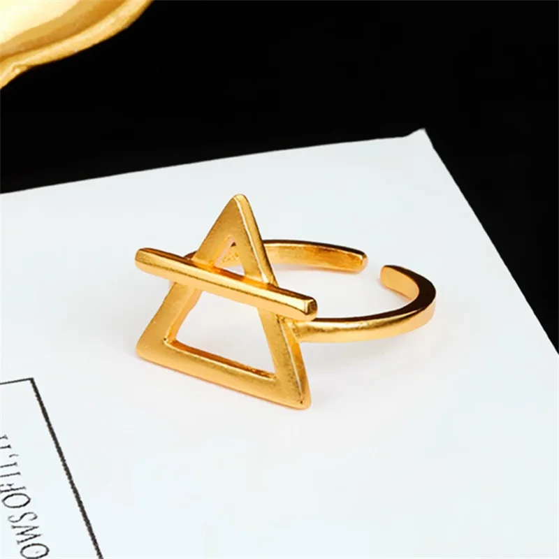 

VENTFILLE 925 Sterling Silver Personality INS Geometric Triangle Smooth Open Ring Women Trend Party Jewelry Gift