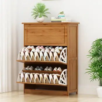 

Tipping shoe cabinet bamboo shoe rack simple multi-layer solid wood home living room multifunctional storage shoe cabinet