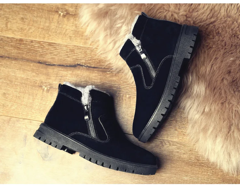 Winter Men With Fur Warm Snow Boots Comfortable Barefoot Shoes Light Anti-skid Sneakers For Male Winter Outdoor