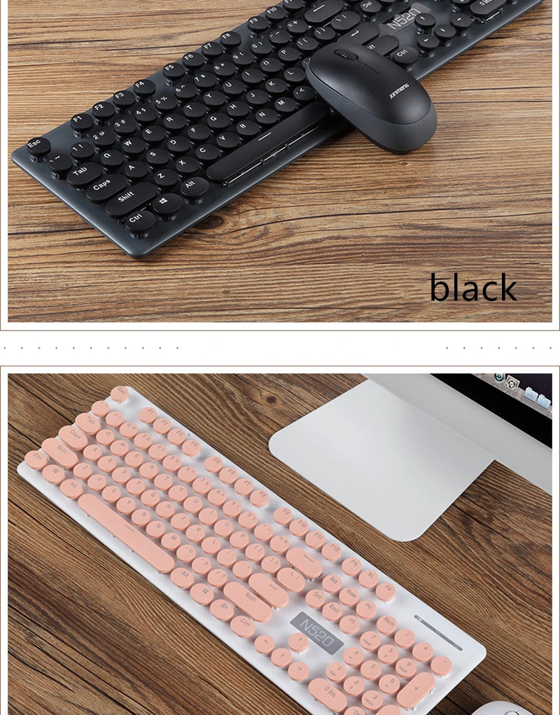 IMice N52, беспроводная, панк, механическая, на ощупь, 104 ключ, офисная, деловая, для девушек, милая клавиатура+ мышь для планшетного компьютера с USB Приемником