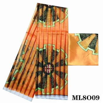 

LIULANZHI african ribbon prints organza tissu with satin fabric 4+2 yards ankara ribbon satin tissu ML8O01-14