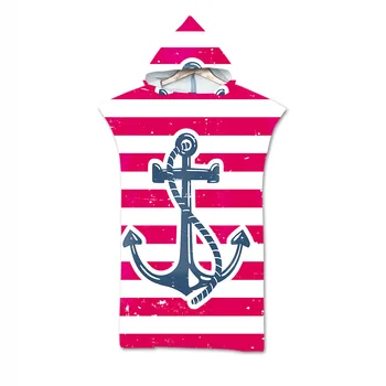

Double Sided Printed Anchor Hooded Bath Towels Cloak Microfiber Stripe Floral Ferry For Adults Men Women Beach Towels