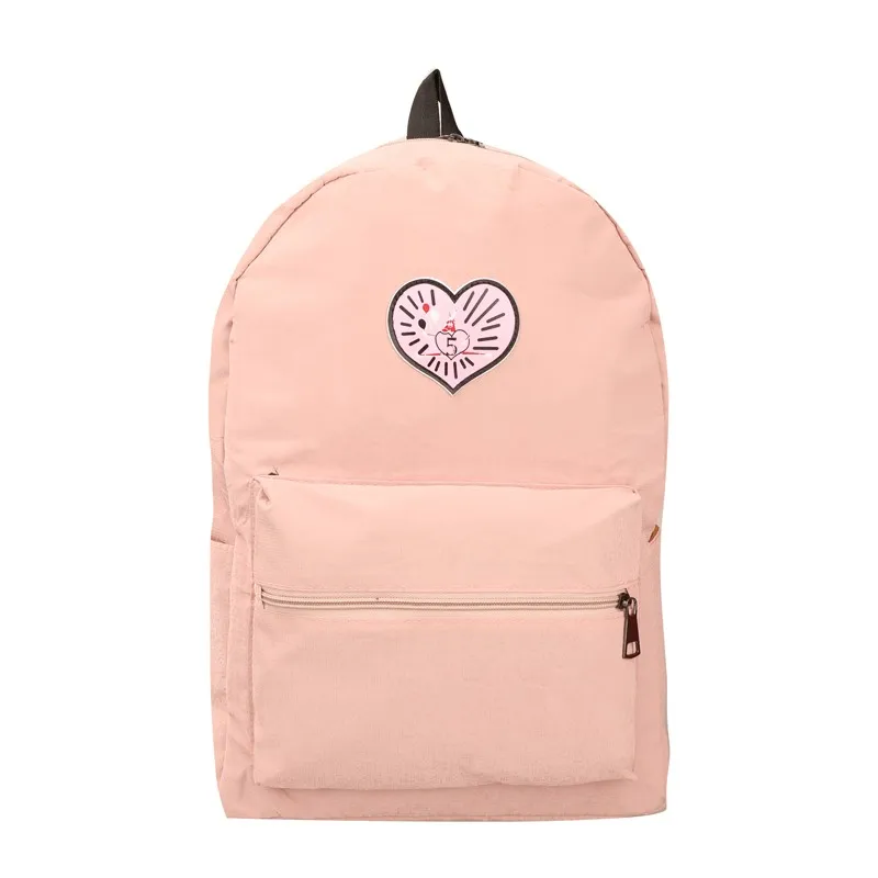 

Girls Bagpack Cute Fresh Style Travel Backpacks Solid Color Love Print Student Bags Soft Comfortable Large Capacity