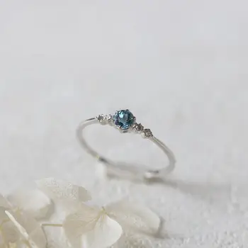 Anillo De Plata De Ley 925 con zafiro azul, joyería Diamante