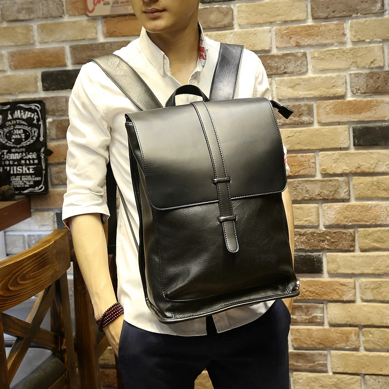Мужской рюкзак из искусственной кожи деловой для ноутбука|leather backpack for laptop|leather