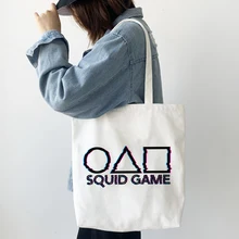Korean Squid Game Funny Graphics Shopping Bags Harajuku Cartoon Hip Hop Bag Large Capacity Canvas Bag Women Bag College Handbag