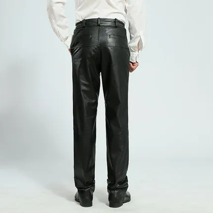 cowhide cotton Повседневные кожаные штаны для мужчин размера плюс, прямые ветрозащитные подлинные штаны на осень и зиму, утолщенные штаны из коровьей кожи - Цвет: cowhide cotton