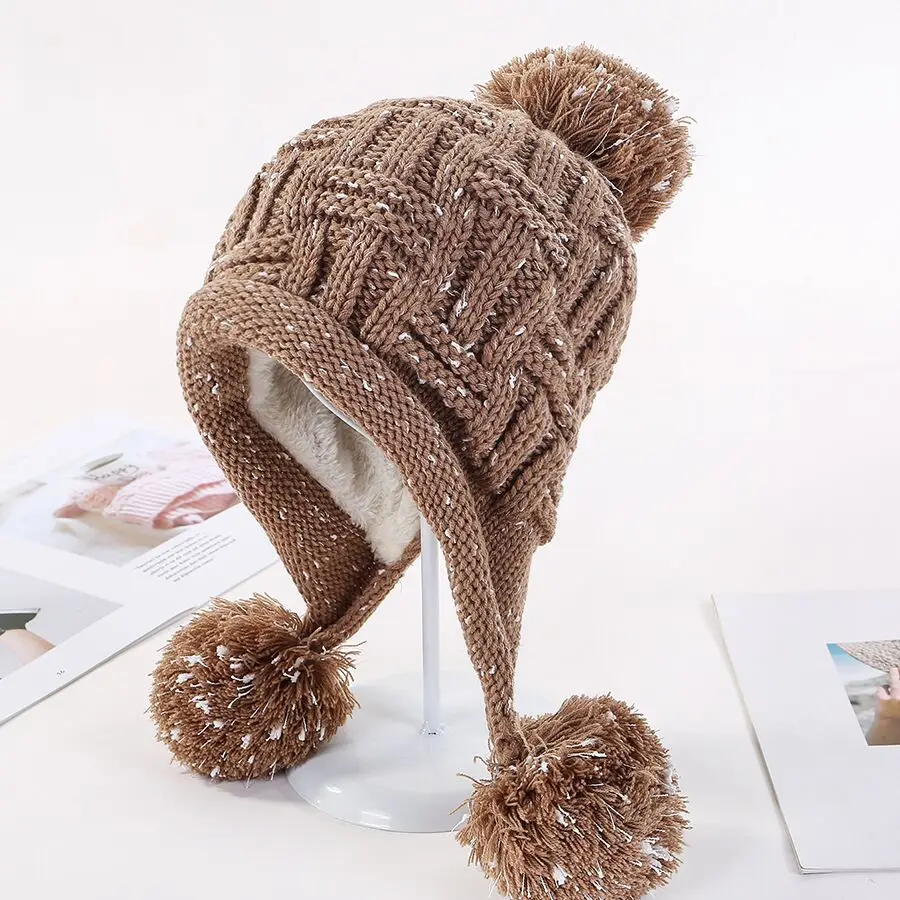 Новинка, зимняя вязаная шапка, женские шапки с помпоном, шапки Gorras, Теплые Мешковатые зимние шапки для женщин и девушек, Skullies Beanies - Цвет: khaki