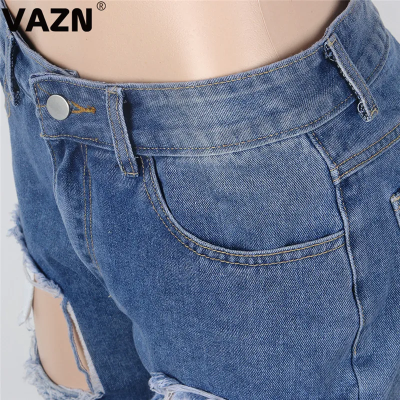 VAZN TY001 новые модные женские джинсовые брюки с кисточками, однотонные, тонкие, повседневные, популярные,, голубые, Джокер, Длинные клеши