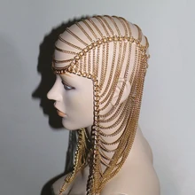 Ночной клуб девушка GoGo одежда для танцевальной вечеринки бар Ds Золотая цепь египетская королева танец живота представление аксессуары для украшения волос VDB3823