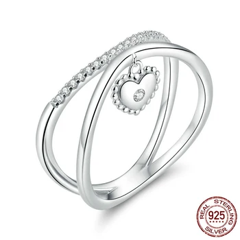 

Cross 925 Sterling Silver Authentic Heart Finger Rings for Women Wedding Engagement Statement Luxury Jewelry