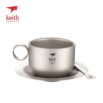 

Keith 150ml Titanium Coffee Cup with Spoon Portable Ultralight Water Tea Mug Set