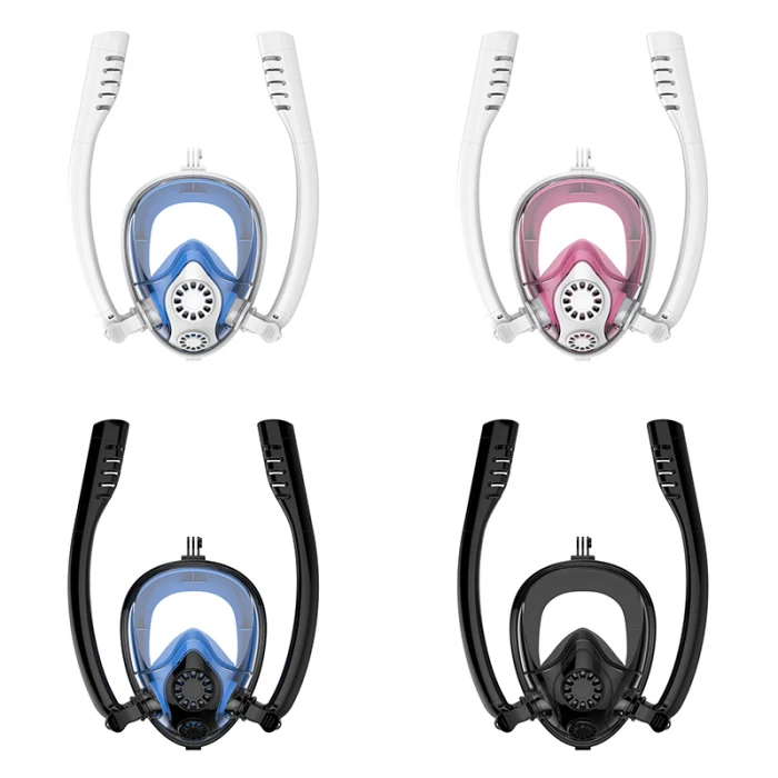 Полнолицевая маска для подводного плавания, для водных видов спорта, двойные трубки, анти-туман, маска для дайвинга, SAL99