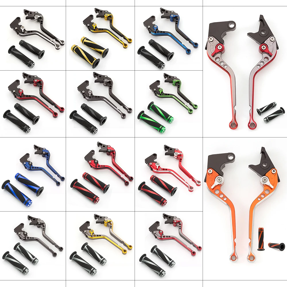 

For Yamaha Cygnus 125 BWS R 125 Smax155 Short Aluminum Mix Color Adjustable Motorcycle Brake Clutch Lever & Handle Grips Set