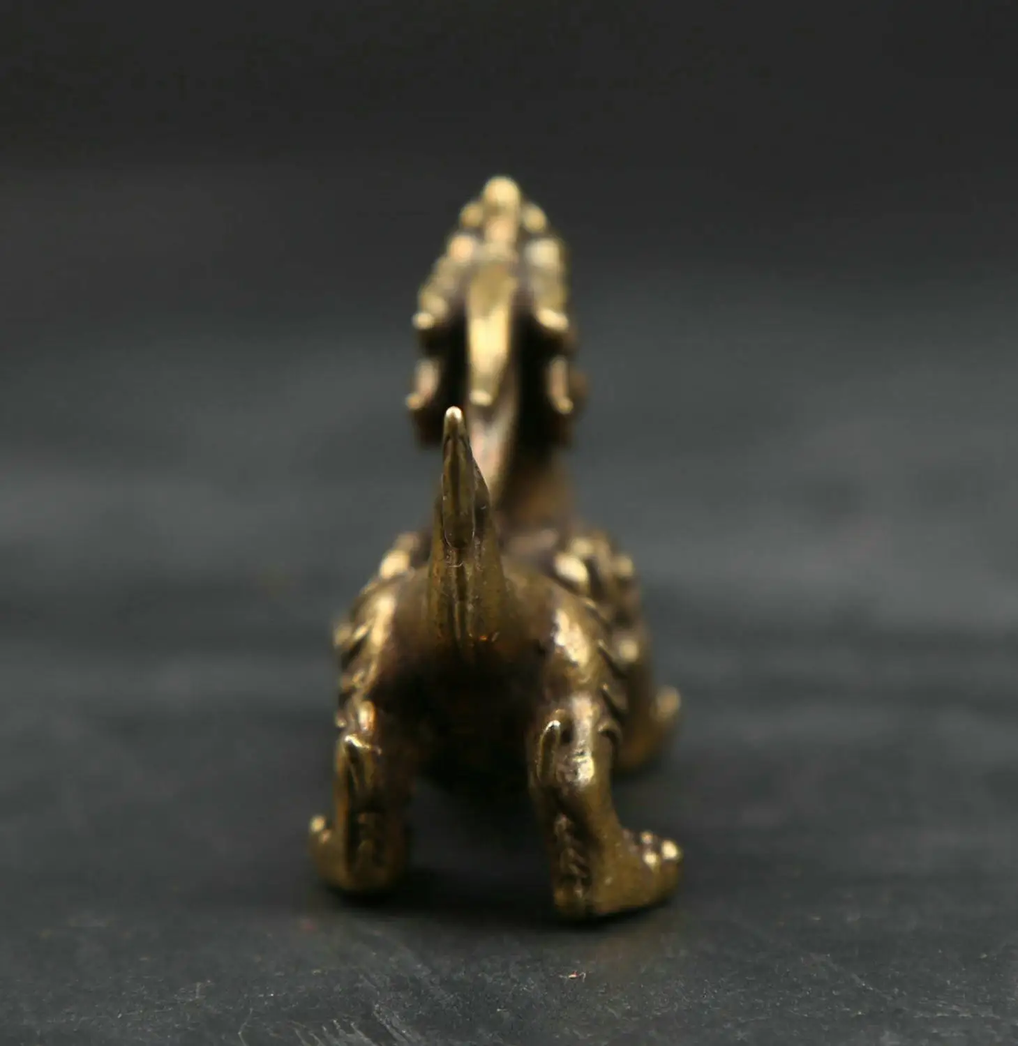 60MM Small Curio Chinese Bronze Animal Unicorn Beast Kylin Chi-lin Qilin Statue 
