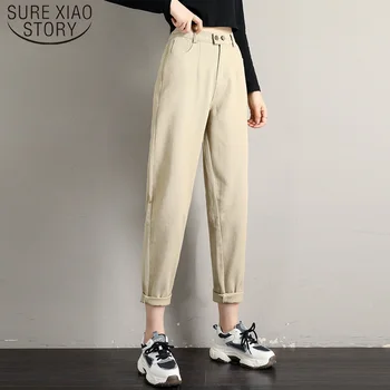 

Fashion Casual Elastic Harem Pants Women Autumn Winter New High Waist Ninth Pants Women Loose Slim Solid Trousers Female 7814 50