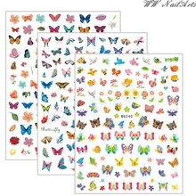 10Pcs Nail Design Color Butterfly 3D Nail Stickers Adhesive Sliders For Nails Art Decorations False Nails Sticker Girls Decals