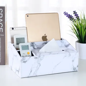 

Leather Tissue Box Case Office Desktop Remote Control Storage Box Phone Holder Waterproof Coffee Table Wipes Box Home Organizer