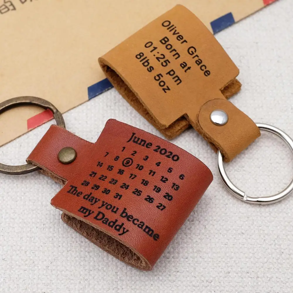 

Personalized Calendar Keychain, Customized Key chain, Custom Names&Date, Custom Keyring Gift for Him, Father's Day Gift for Dads