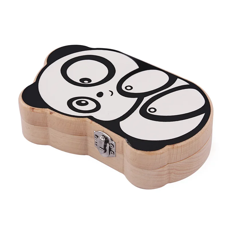 

Cute Panda Baby Lanugo Deciduous Teeth Wooden Box Safe Environmentally Friendly Creative Birthday Gift