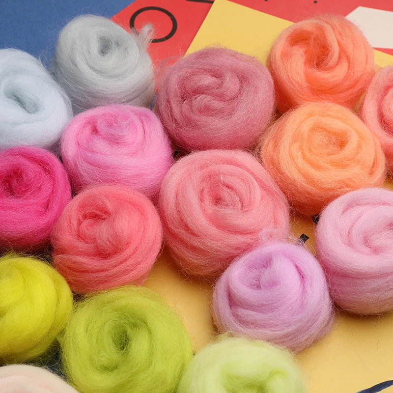 IMZAY 50 Colors 3g Wool Roving Fibre DIY Felt Needlework Handcraft Fabric Material Wool Felting Kit Small Toys needle felting kit wool felting kit
