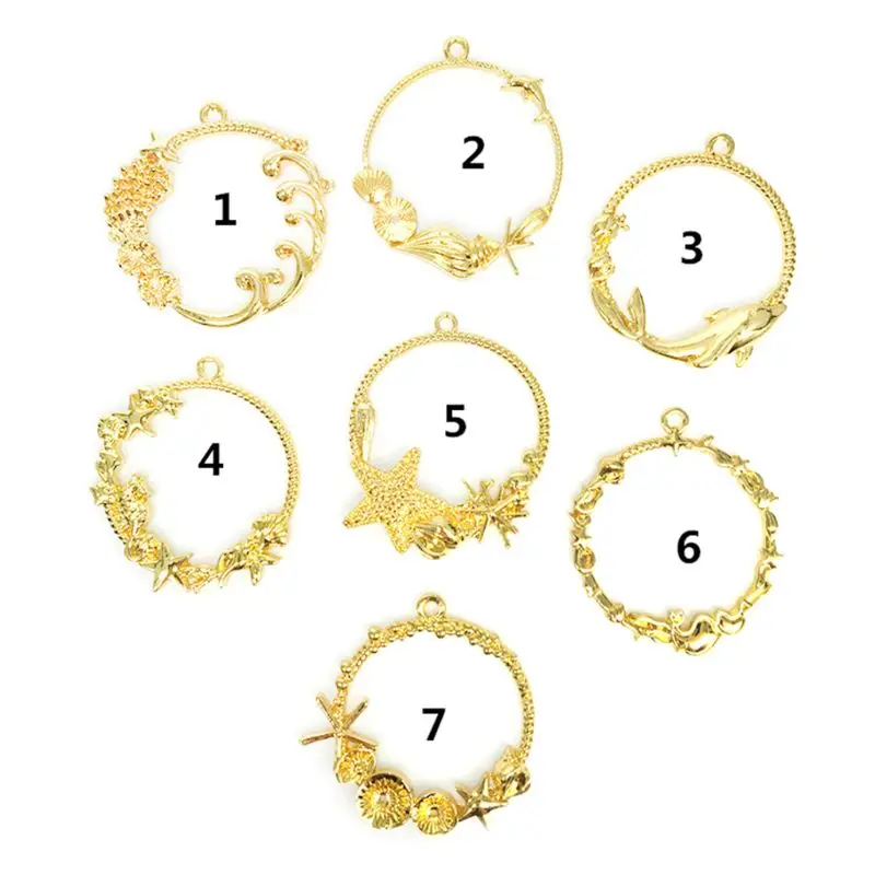 

DIY Epoxy Resin Metal Frame Exquisite Decoration Starfish Shell Golden Crafts Mold Ring Pendant Jewelry Making UV Charms Tools