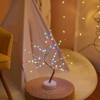 

Fire Tree Silver Flower USB Night Light Festive Party Decoration Lights Touch Switch Table Lamp Creative Gift Indoor Lighting