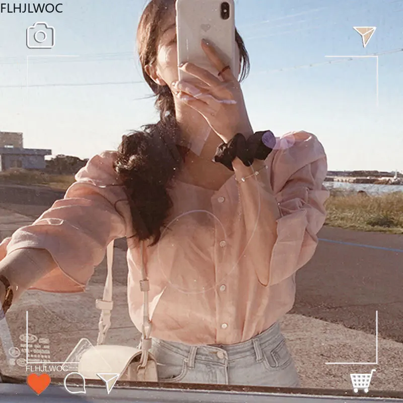 2020 Fall Autumn Basic Shirt Single Breasted Button Tops Cute Preppy Style Japan Korea Chic Vintage Blouse Solid White Women Top 3