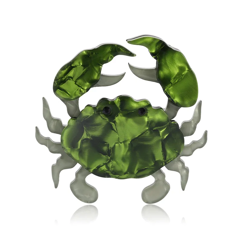 Green Funmor, модная брошь краб, акриловая булавка для женщин и мужчин, украшение праздника, аксессуары, корсаж, блузка Orna, для мужчин, ts Bijoux, подарок - Окраска металла: Green