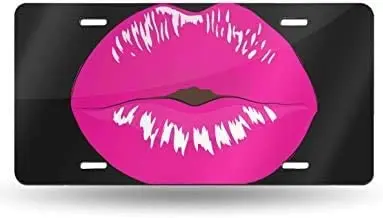 

yunsu Pink Lips License Plate,car Decor Personalise Tag,Novelty Car Front License Plate Metal Aluminum Car Plate 6 x 12 Inch