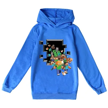 

Minecrafters Hooded Clothes Sweatshirts Long Sleeve Christmas Shirt Creeper Cosplay jacket kids Boys Girls thanksgiving Full