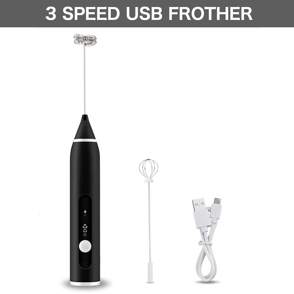 USB Перезаряжаемые Электрический яичный венчик для взбивания молока Кофе молока Чай мешалки крем для выпечки пены яйцо колотушки двойной пружинный ручной B4