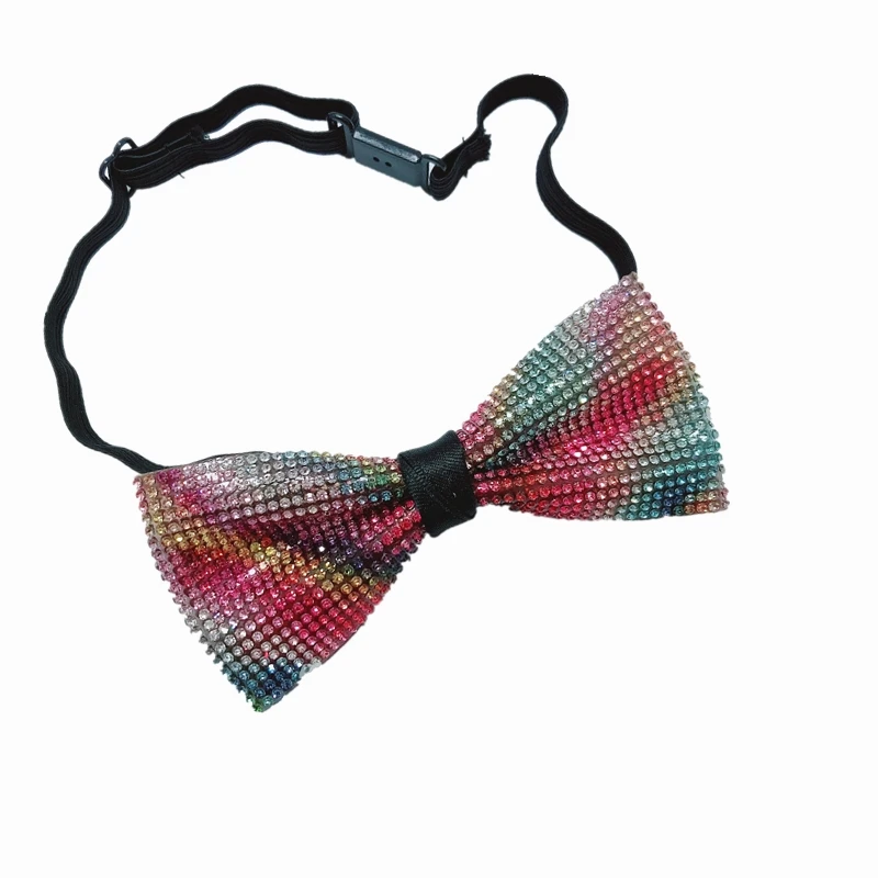 

2022 Men Bling Rhinestone Bow Tie Groom Wedding Party Collar Shirt Butterfly Women Strap Crystal Bowtie Classic Necktie Cravat