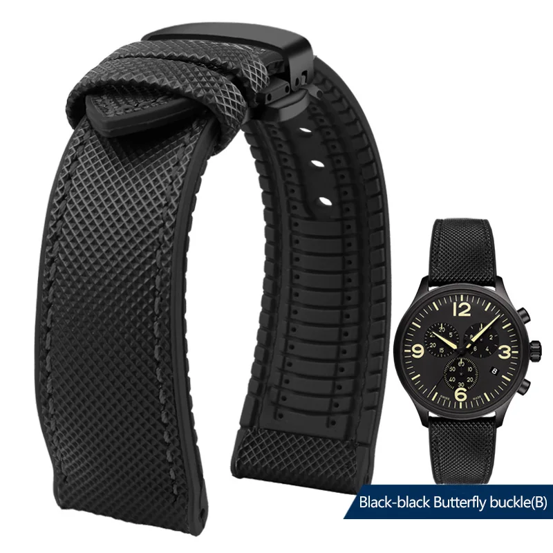 thumbnail image 1 of Correa de reloj de lona impermeable de caucho y silicona para deportes al aire libre de 19, 20, 21 y 22 mm de la serie Citizen Helmsman/Commander, 1 of 5