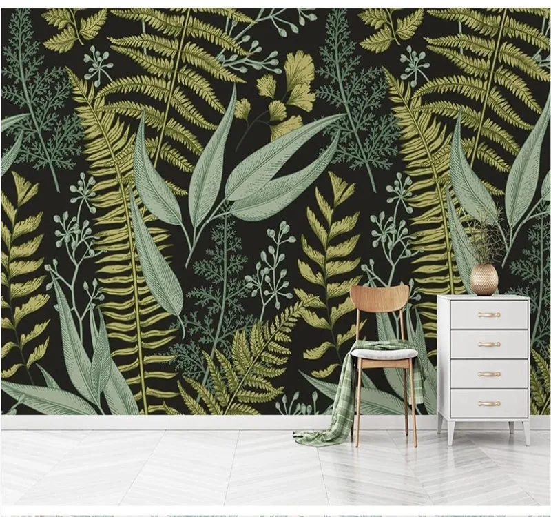 XUE SU Custom large-scale murals retro pastoral nostalgic green plants American country TV background wall wallpaper beibehang high definition fence tiger living room mural background wall custom large scale fresco green wallpaper