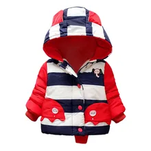 Детские зимние теплые пальто Детская одежда для мальчиков и девочек зимняя хлопковая куртка на молнии с принтом в стиле пэчворк пальто с капюшоном