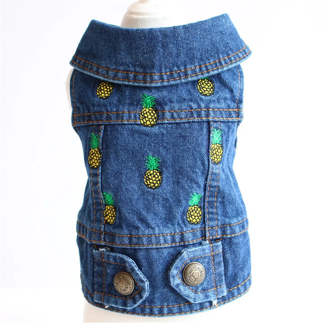 

Cute Pineapple Embroidered Pet Dog Clothes Jeans Jacket Coat for Small Middle Puppy Dogs Pet Cat Denim Shirt Vest Chihuahua Tedd