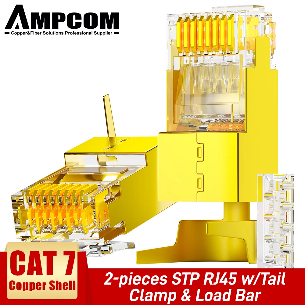 AMPCOM 2-Piece CAT6A &amp CAT7 экранированный RJ45 модульный разъем 50μ 8P8C - сетевой кабель Разъем
