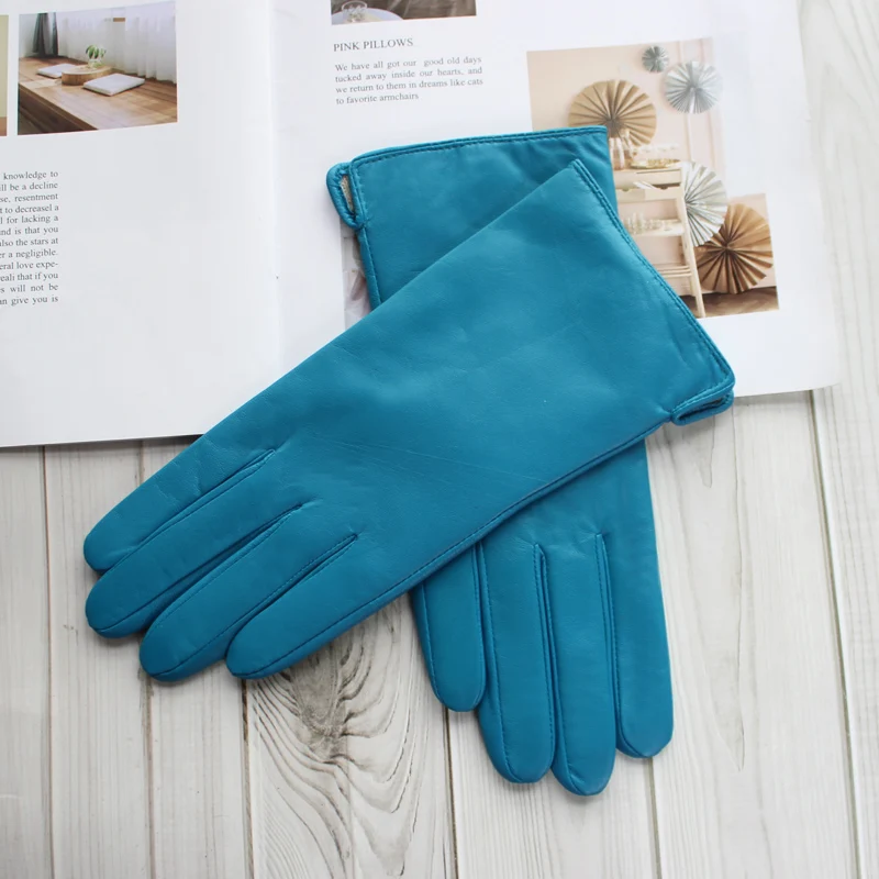 Sheepskin Gloves Women's New Knitted Lining Spring Classic Versatile Multicolor Driving Gloves Leather Autumn