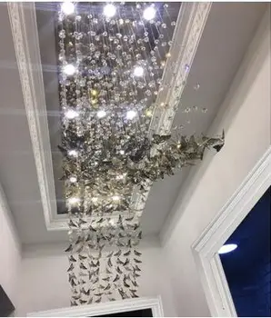 

Stainless steel butterfly decoration front desk ceiling lamp model room sales complex building porch butterfly lamp engineering
